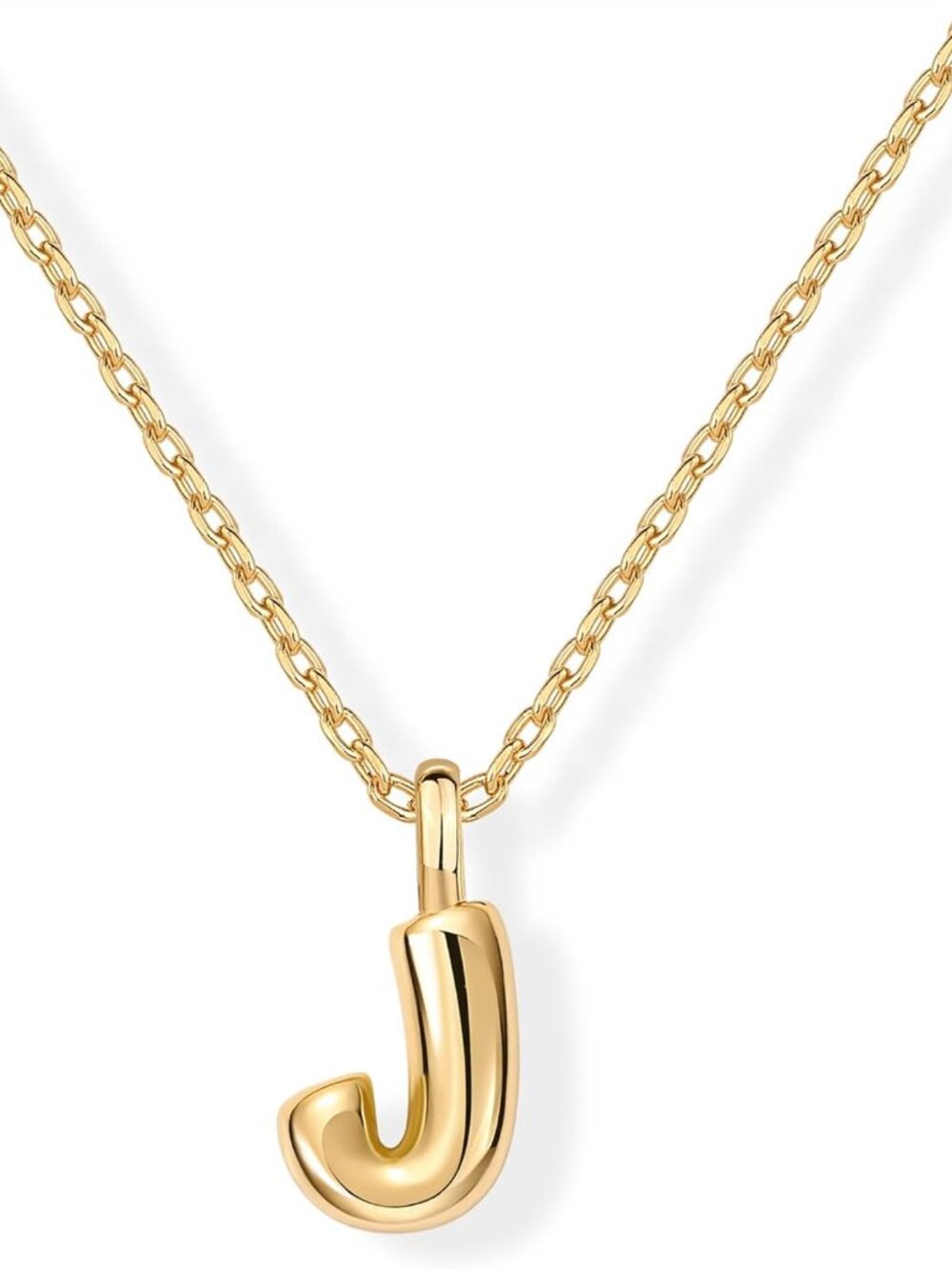 14K Gold Plated Dainty Chunky Bubble Initial Letter Pendant Necklace for Women |